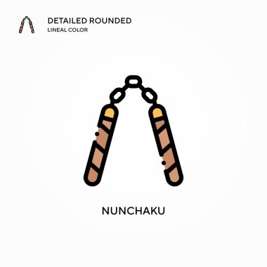 Nunchaku vektör simgesi. Modern vektör illüstrasyon kavramları. Düzenlemesi ve kişiselleştirmesi kolay.