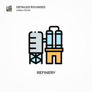 Rafineri vektör simgesi. Modern vektör illüstrasyon kavramları. Düzenlemesi ve kişiselleştirmesi kolay.