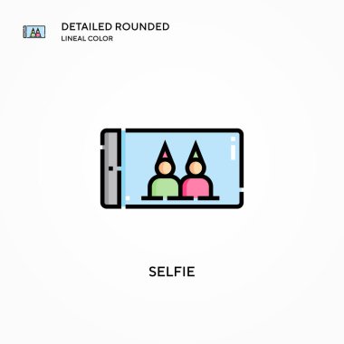 Selfie vektör simgesi. Modern vektör illüstrasyon kavramları. Düzenlemesi ve kişiselleştirmesi kolay.