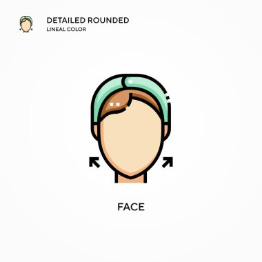 Yüz vektör simgesi. Modern vektör illüstrasyon kavramları. Düzenlemesi ve kişiselleştirmesi kolay.