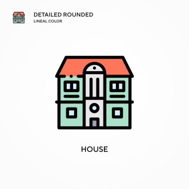 Ev vektör simgesi. Modern vektör illüstrasyon kavramları. Düzenlemesi ve kişiselleştirmesi kolay.