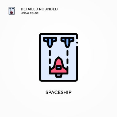 Uzay gemisi vektör simgesi. Modern vektör illüstrasyon kavramları. Düzenlemesi ve kişiselleştirmesi kolay.
