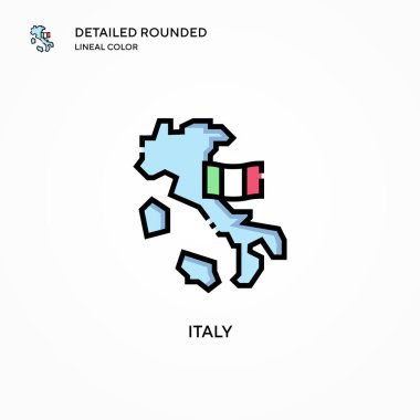 İtalya vektör simgesi. Modern vektör illüstrasyon kavramları. Düzenlemesi ve kişiselleştirmesi kolay.
