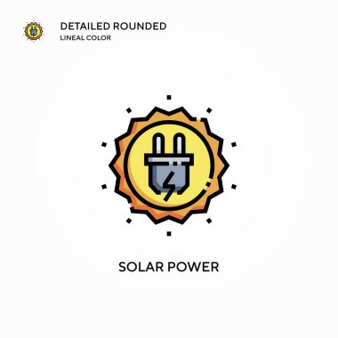 Güneş enerjisi vektör simgesi. Modern vektör illüstrasyon kavramları. Düzenlemesi ve kişiselleştirmesi kolay.