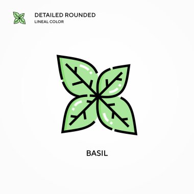 Basil vektör simgesi. Modern vektör illüstrasyon kavramları. Düzenlemesi ve kişiselleştirmesi kolay.