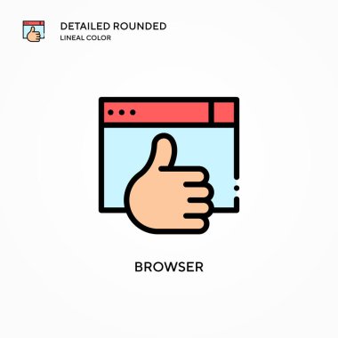 Tarayıcı vektör simgesi. Modern vektör illüstrasyon kavramları. Düzenlemesi ve kişiselleştirmesi kolay.