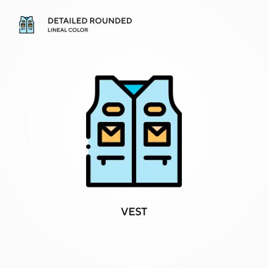 Yelek vektör simgesi. Modern vektör illüstrasyon kavramları. Düzenlemesi ve kişiselleştirmesi kolay.