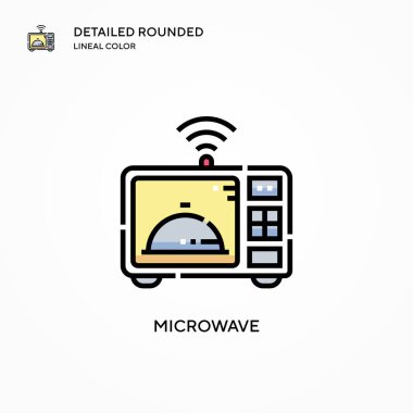 Mikrodalga vektör simgesi. Modern vektör illüstrasyon kavramları. Düzenlemesi ve kişiselleştirmesi kolay.