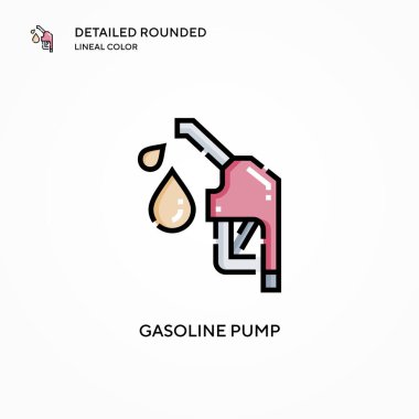 Benzin pompası vektör ikonu. Modern vektör illüstrasyon kavramları. Düzenlemesi ve kişiselleştirmesi kolay.
