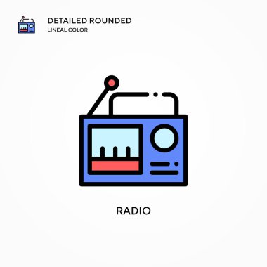 Radyo vektör simgesi. Modern vektör illüstrasyon kavramları. Düzenlemesi ve kişiselleştirmesi kolay.
