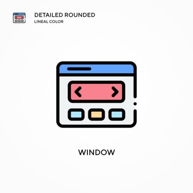 Pencere vektör simgesi. Modern vektör illüstrasyon kavramları. Düzenlemesi ve kişiselleştirmesi kolay.