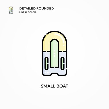 Küçük tekne vektör simgesi. Modern vektör illüstrasyon kavramları. Düzenlemesi ve kişiselleştirmesi kolay.