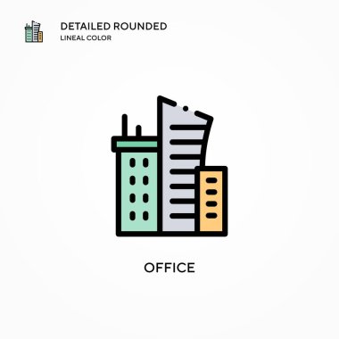 Ofis vektör simgesi. Modern vektör illüstrasyon kavramları. Düzenlemesi ve kişiselleştirmesi kolay.