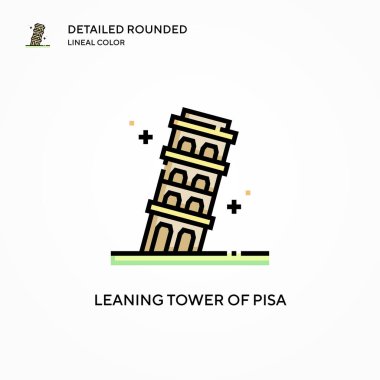 Sidikli vektör ikonunun eğik kulesi. Modern vektör illüstrasyon kavramları. Düzenlemesi ve kişiselleştirmesi kolay.