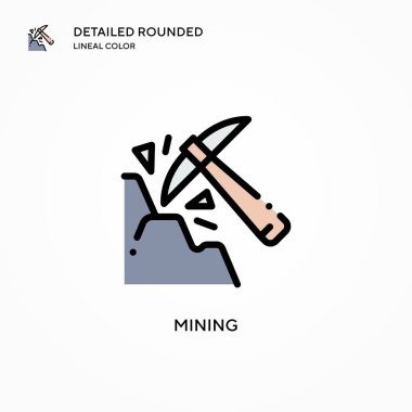 Madencilik vektör ikonu. Modern vektör illüstrasyon kavramları. Düzenlemesi ve kişiselleştirmesi kolay.