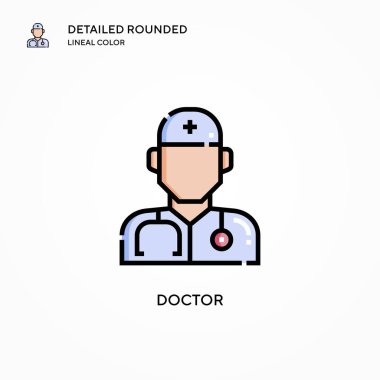 Doktor vektör simgesi. Modern vektör illüstrasyon kavramları. Düzenlemesi ve kişiselleştirmesi kolay.