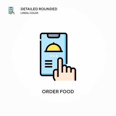 Yemek vektör ikonu sipariş et. Modern vektör illüstrasyon kavramları. Düzenlemesi ve kişiselleştirmesi kolay.