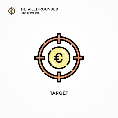 Hedef vektör simgesi. Modern vektör illüstrasyon kavramları. Düzenlemesi ve kişiselleştirmesi kolay.