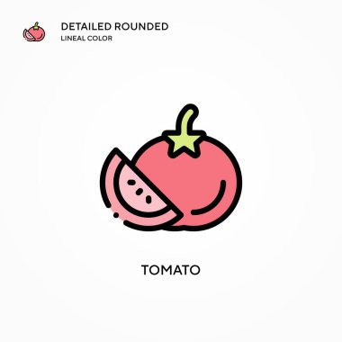 Domates vektör simgesi. Modern vektör illüstrasyon kavramları. Düzenlemesi ve kişiselleştirmesi kolay.