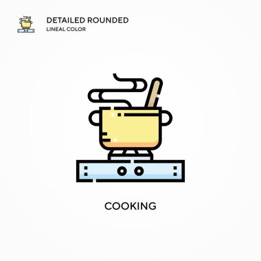 Yemek pişirme vektörü simgesi. Modern vektör illüstrasyon kavramları. Düzenlemesi ve kişiselleştirmesi kolay.