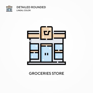 Market vektör simgesi. Modern vektör illüstrasyon kavramları. Düzenlemesi ve kişiselleştirmesi kolay.