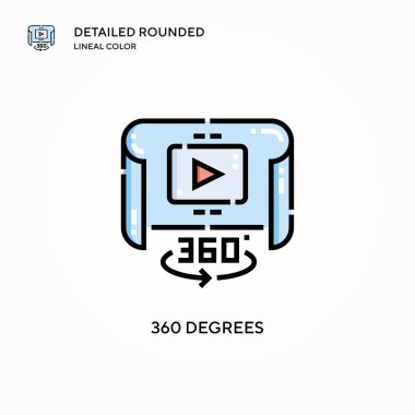 360 derece vektör ikonu. Modern vektör illüstrasyon kavramları. Düzenlemesi ve kişiselleştirmesi kolay.