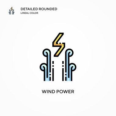 Rüzgar enerjisi vektör simgesi. Modern vektör illüstrasyon kavramları. Düzenlemesi ve kişiselleştirmesi kolay.
