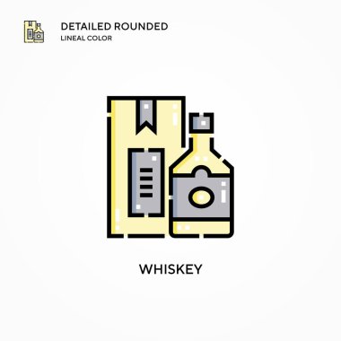 Viski vektör simgesi. Modern vektör illüstrasyon kavramları. Düzenlemesi ve kişiselleştirmesi kolay.