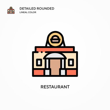 Restoran vektör simgesi. Modern vektör illüstrasyon kavramları. Düzenlemesi ve kişiselleştirmesi kolay.