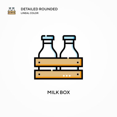 Süt kutusu vektör simgesi. Modern vektör illüstrasyon kavramları. Düzenlemesi ve kişiselleştirmesi kolay.