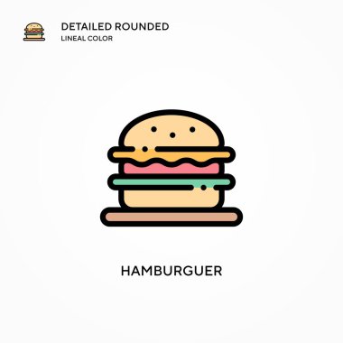 Hamburguer vektör simgesi. Modern vektör illüstrasyon kavramları. Düzenlemesi ve kişiselleştirmesi kolay.