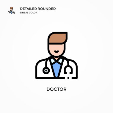 Doktor vektör simgesi. Modern vektör illüstrasyon kavramları. Düzenlemesi ve kişiselleştirmesi kolay.
