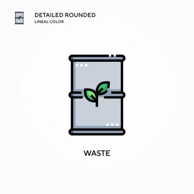 Atık vektör simgesi. Modern vektör illüstrasyon kavramları. Düzenlemesi ve kişiselleştirmesi kolay.