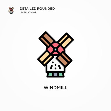 Yel değirmeni ikonu. Modern vektör illüstrasyon kavramları. Düzenlemesi ve kişiselleştirmesi kolay.