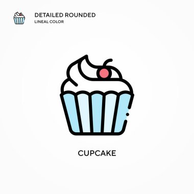Cupcake vektör simgesi. Modern vektör illüstrasyon kavramları. Düzenlemesi ve kişiselleştirmesi kolay.