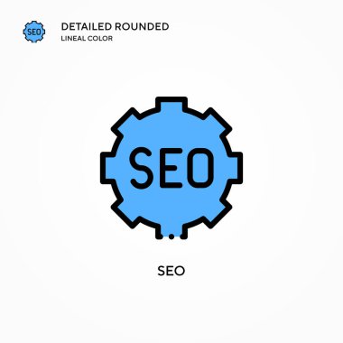 Seo vektör simgesi. Modern vektör illüstrasyon kavramları. Düzenlemesi ve kişiselleştirmesi kolay.