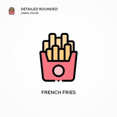 Patates kızartması vektör ikonu. Modern vektör illüstrasyon kavramları. Düzenlemesi ve kişiselleştirmesi kolay.