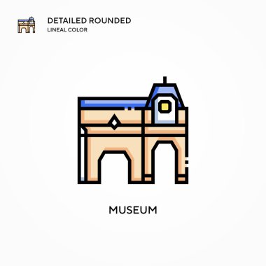 Müze vektör simgesi. Modern vektör illüstrasyon kavramları. Düzenlemesi ve kişiselleştirmesi kolay.
