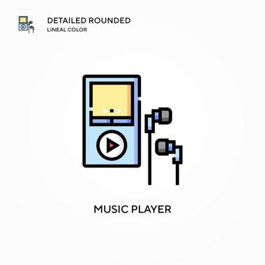 Müzik çalar vektör simgesi. Modern vektör illüstrasyon kavramları. Düzenlemesi ve kişiselleştirmesi kolay.