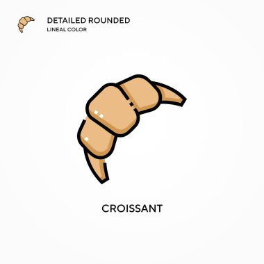 Kruvasan vektör ikonu. Modern vektör illüstrasyon kavramları. Düzenlemesi ve kişiselleştirmesi kolay.