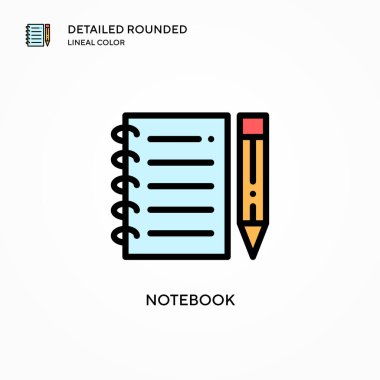 Not defteri vektör simgesi. Modern vektör illüstrasyon kavramları. Düzenlemesi ve kişiselleştirmesi kolay.