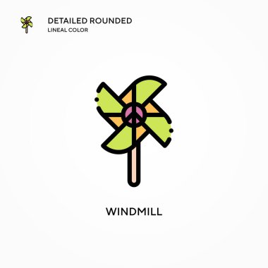 Yel değirmeni ikonu. Modern vektör illüstrasyon kavramları. Düzenlemesi ve kişiselleştirmesi kolay.