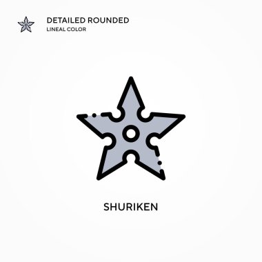 Shuriken vektör simgesi. Modern vektör illüstrasyon kavramları. Düzenlemesi ve kişiselleştirmesi kolay.