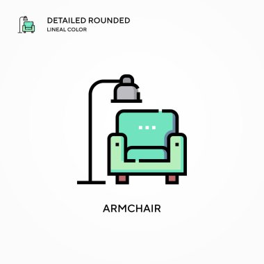 Koltuk vektör simgesi. Modern vektör illüstrasyon kavramları. Düzenlemesi ve kişiselleştirmesi kolay.