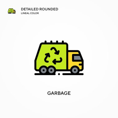 Çöp vektörü simgesi. Modern vektör illüstrasyon kavramları. Düzenlemesi ve kişiselleştirmesi kolay.