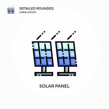 Güneş paneli vektör simgesi. Modern vektör illüstrasyon kavramları. Düzenlemesi ve kişiselleştirmesi kolay.