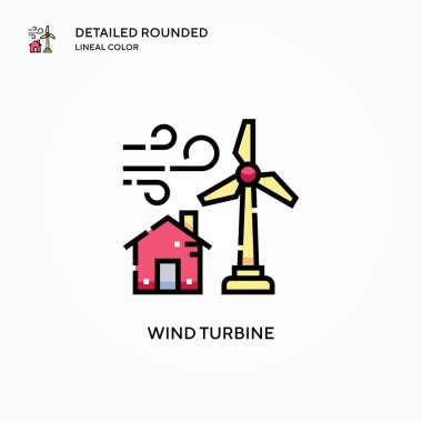 Rüzgar türbini vektör simgesi. Modern vektör illüstrasyon kavramları. Düzenlemesi ve kişiselleştirmesi kolay.