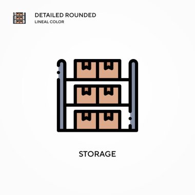 Depolama vektör simgesi. Modern vektör illüstrasyon kavramları. Düzenlemesi ve kişiselleştirmesi kolay.