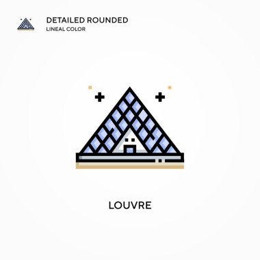 Louvre vektör simgesi. Modern vektör illüstrasyon kavramları. Düzenlemesi ve kişiselleştirmesi kolay.