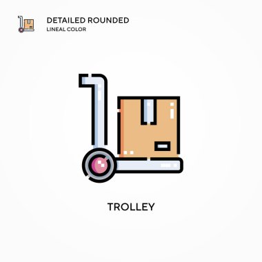 Trolley vektör simgesi. Modern vektör illüstrasyon kavramları. Düzenlemesi ve kişiselleştirmesi kolay.
